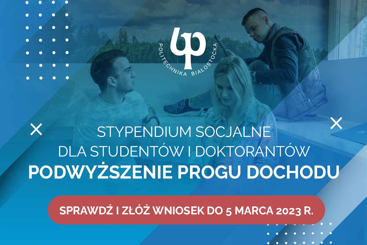 grafika z napisem: Stypendium socjalne dla studentów i doktorantów, podwyższenie progu dochodu